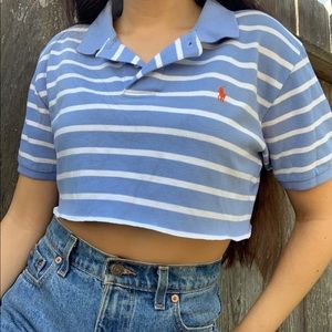 Baby blue and white striped Polo Ralph Lauren Top